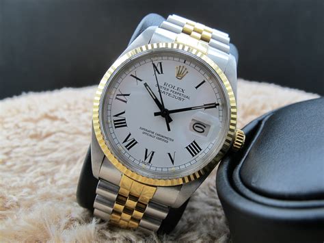 rolex 18k ss datejust factory white buckley dial quickset 16013|Rolex 16013 Review .